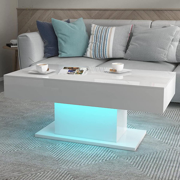 Wrought Studio Teirtza High Gloss Coffee Table with 16 Colors LED
